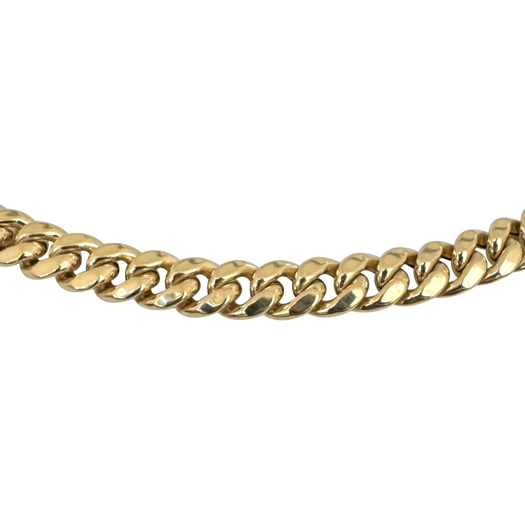 14k Yellow Gold 37g Semi Solid Polished 7.5mm Cuban Link Chain Necklace 24"
