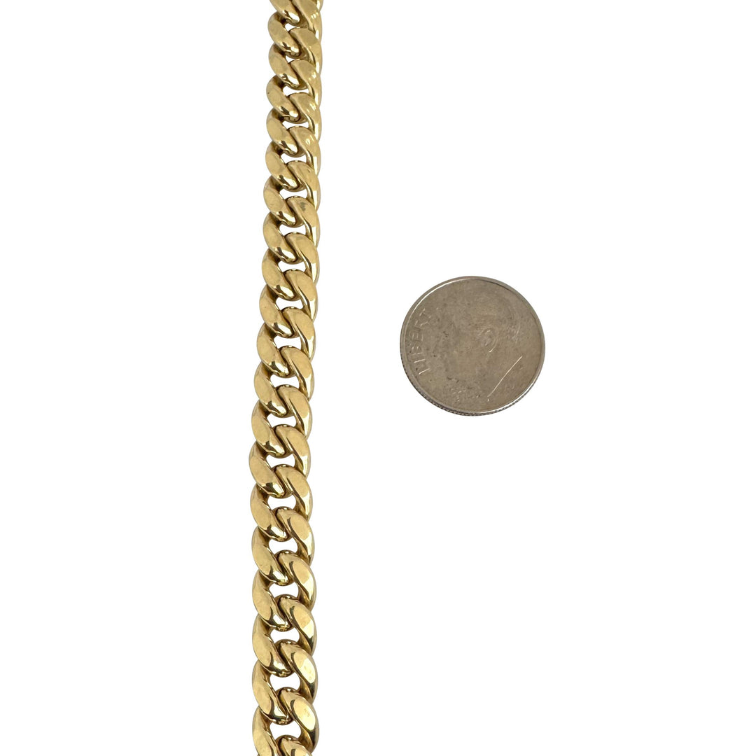 14k Yellow Gold 37g Semi Solid Polished 7.5mm Cuban Link Chain Necklace 24"