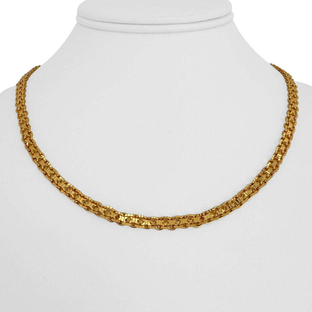 24k Pure Yellow Gold 25.4g Diamond Cut 4.5mm Bismark Link Chain Necklace 17"