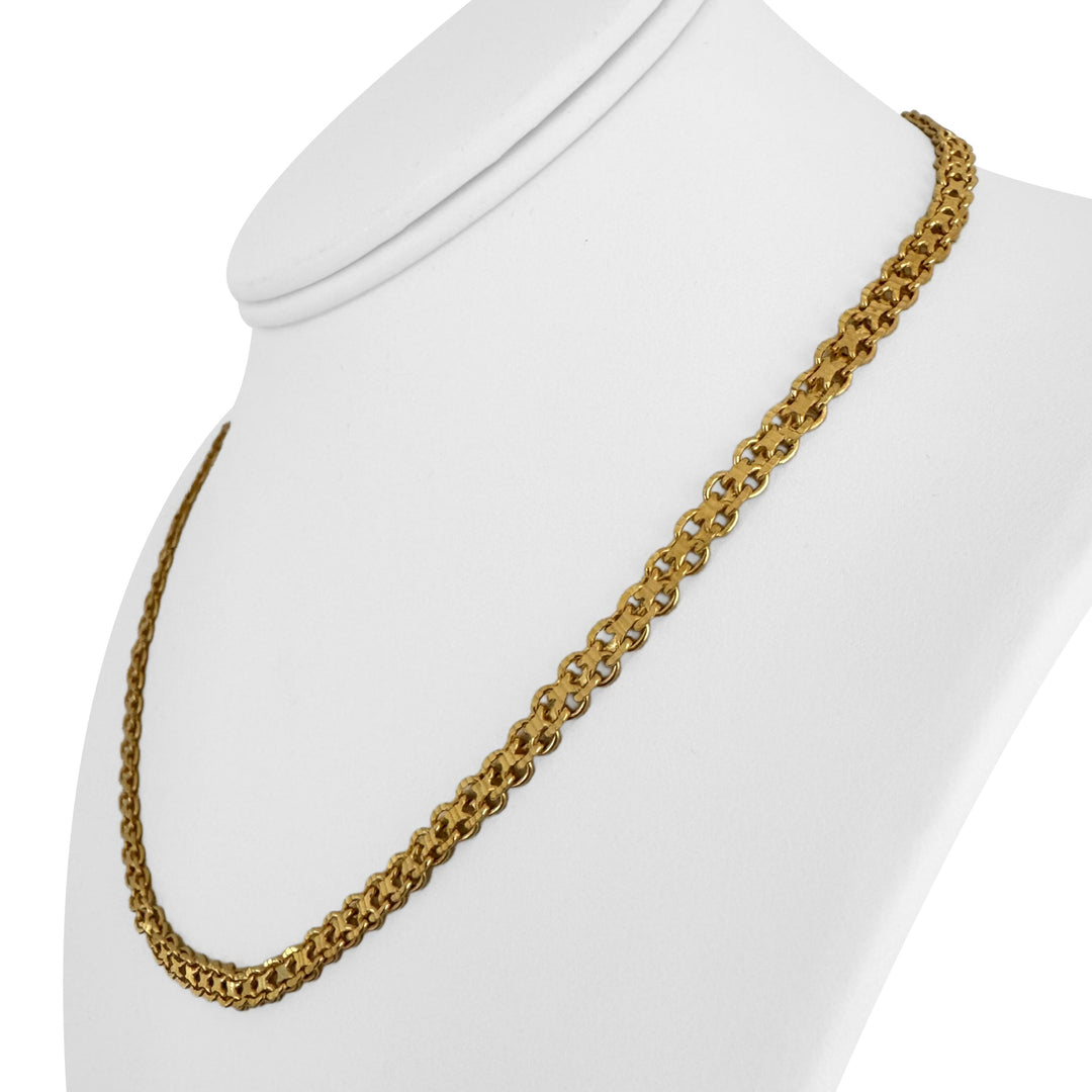 24k Pure Yellow Gold 25.4g Diamond Cut 4.5mm Bismark Link Chain Necklace 17"