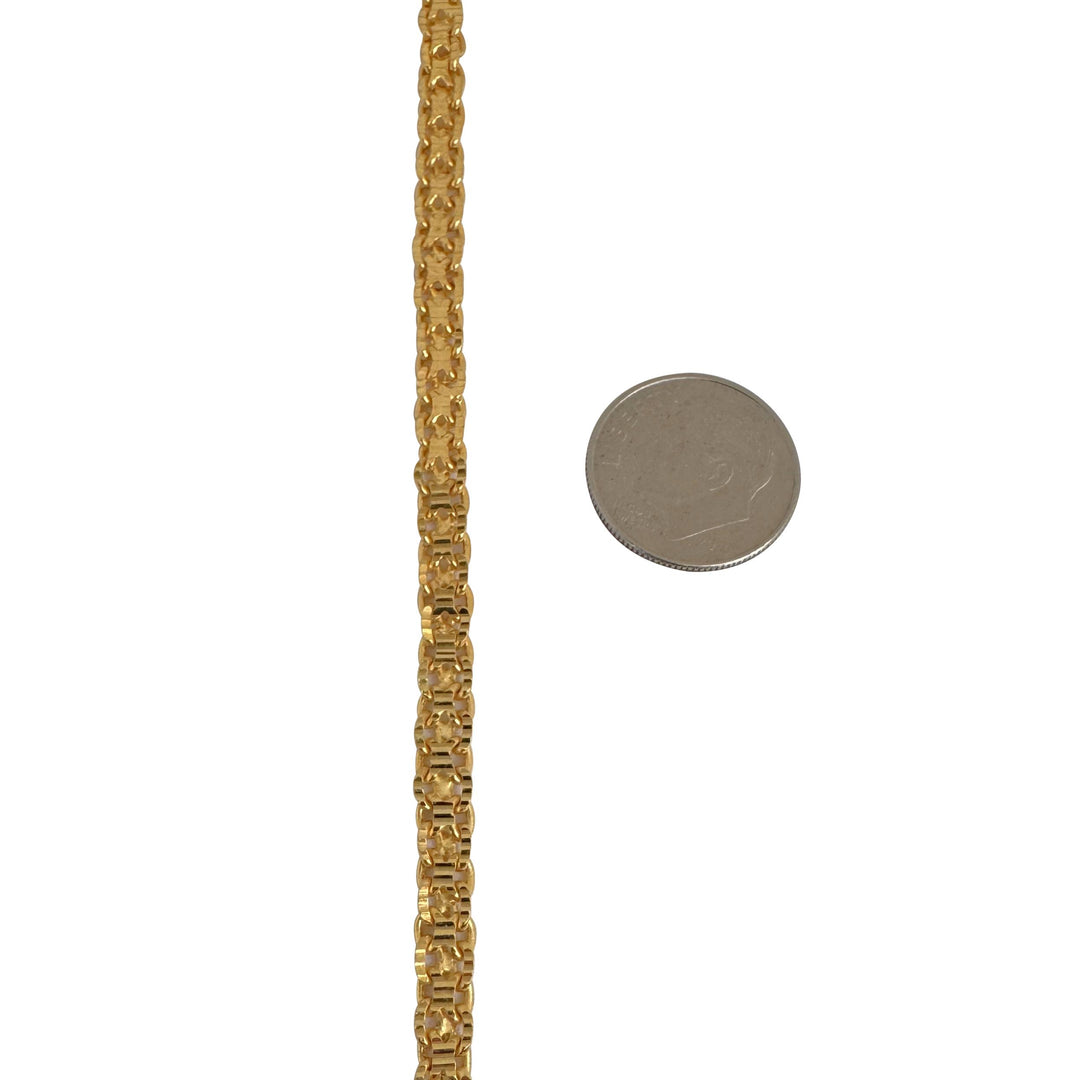 24k Pure Yellow Gold 25.4g Diamond Cut 4.5mm Bismark Link Chain Necklace 17"