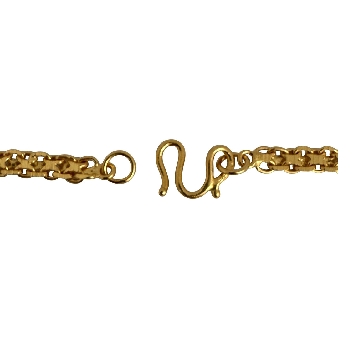24k Pure Yellow Gold 25.4g Diamond Cut 4.5mm Bismark Link Chain Necklace 17"