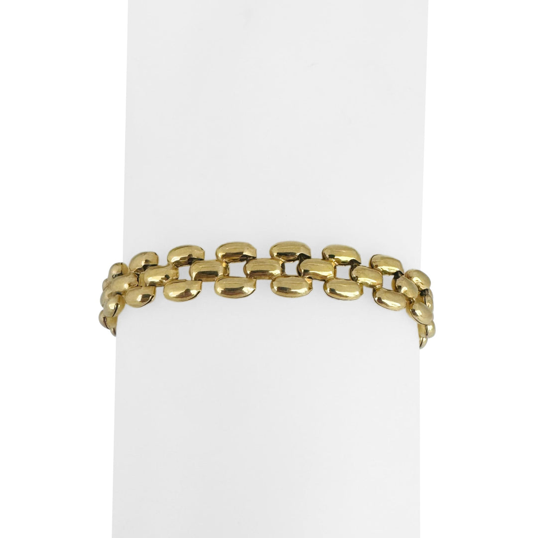 14k Yellow Gold 7.9g Hollow Polished 8mm Panther Link Bracelet Italy 7.25"