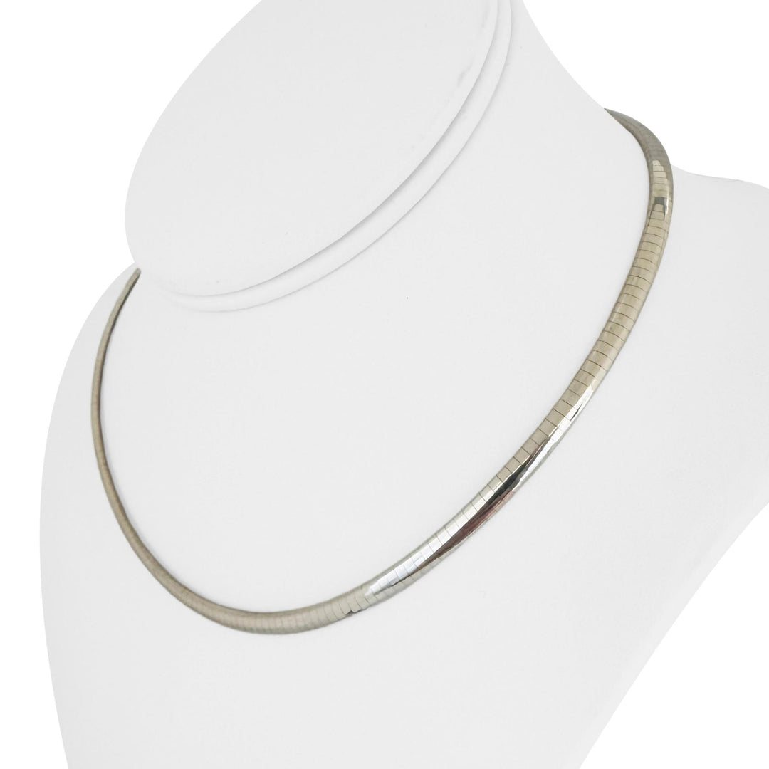 14k White Gold 23.8g Solid Ladies 4mm Omega Link Necklace Italy 16"