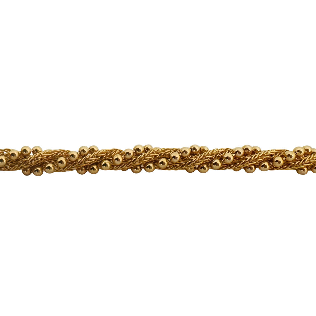 14k Yellow Gold 17.9g Vintage 4mm Beaded Rope Twist Necklace Italy 17.5"