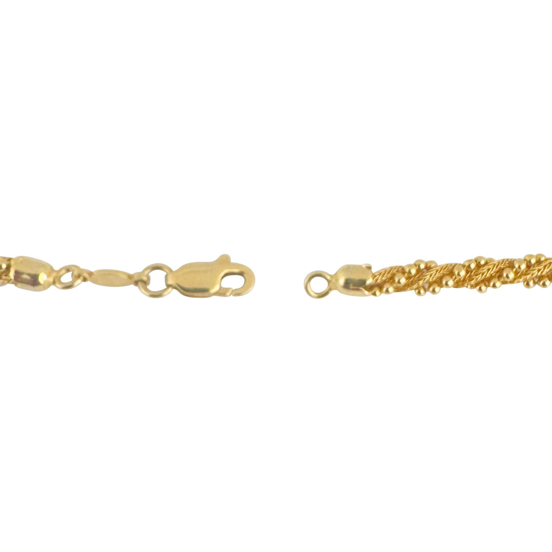 14k Yellow Gold 17.9g Vintage 4mm Beaded Rope Twist Necklace Italy 17.5"