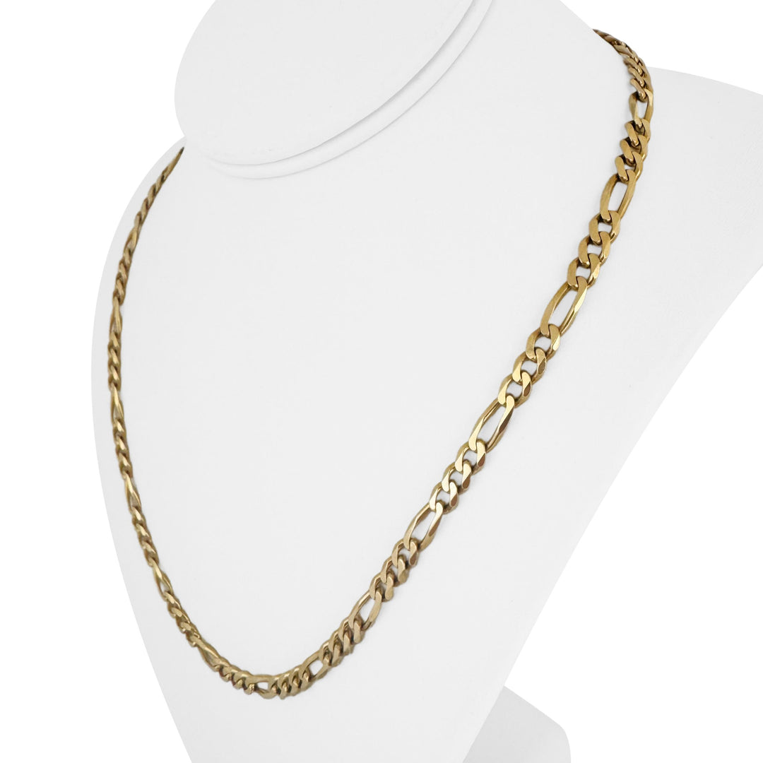 14k Yellow Gold 28.7g Solid 5.5mm Figaro Link Chain Necklace Italy 21"