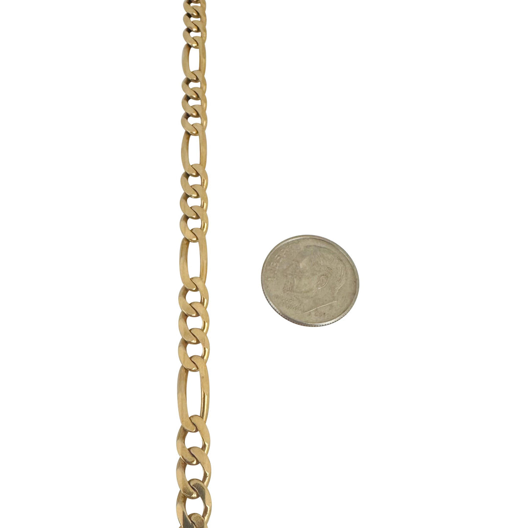 14k Yellow Gold 28.7g Solid 5.5mm Figaro Link Chain Necklace Italy 21"