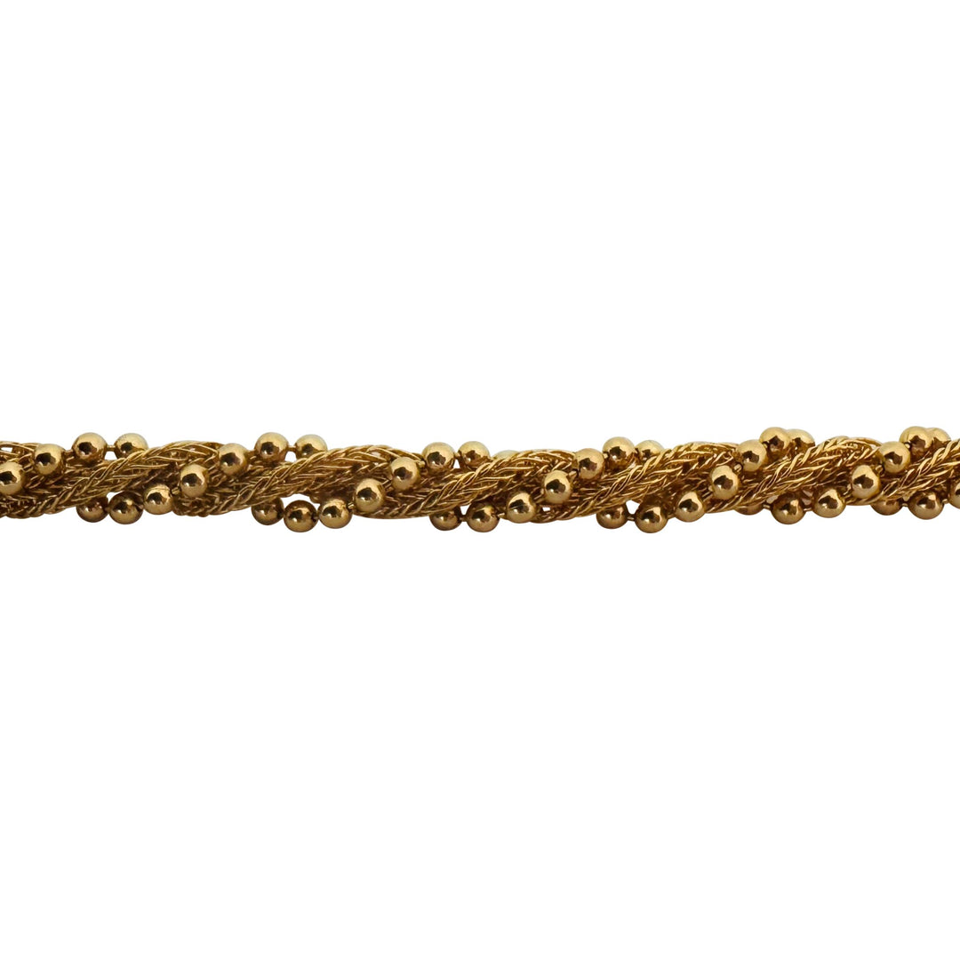 14k Yellow Gold 7.8g Vintage 4mm Beaded Rope Twist Bracelet Italy 7.25"
