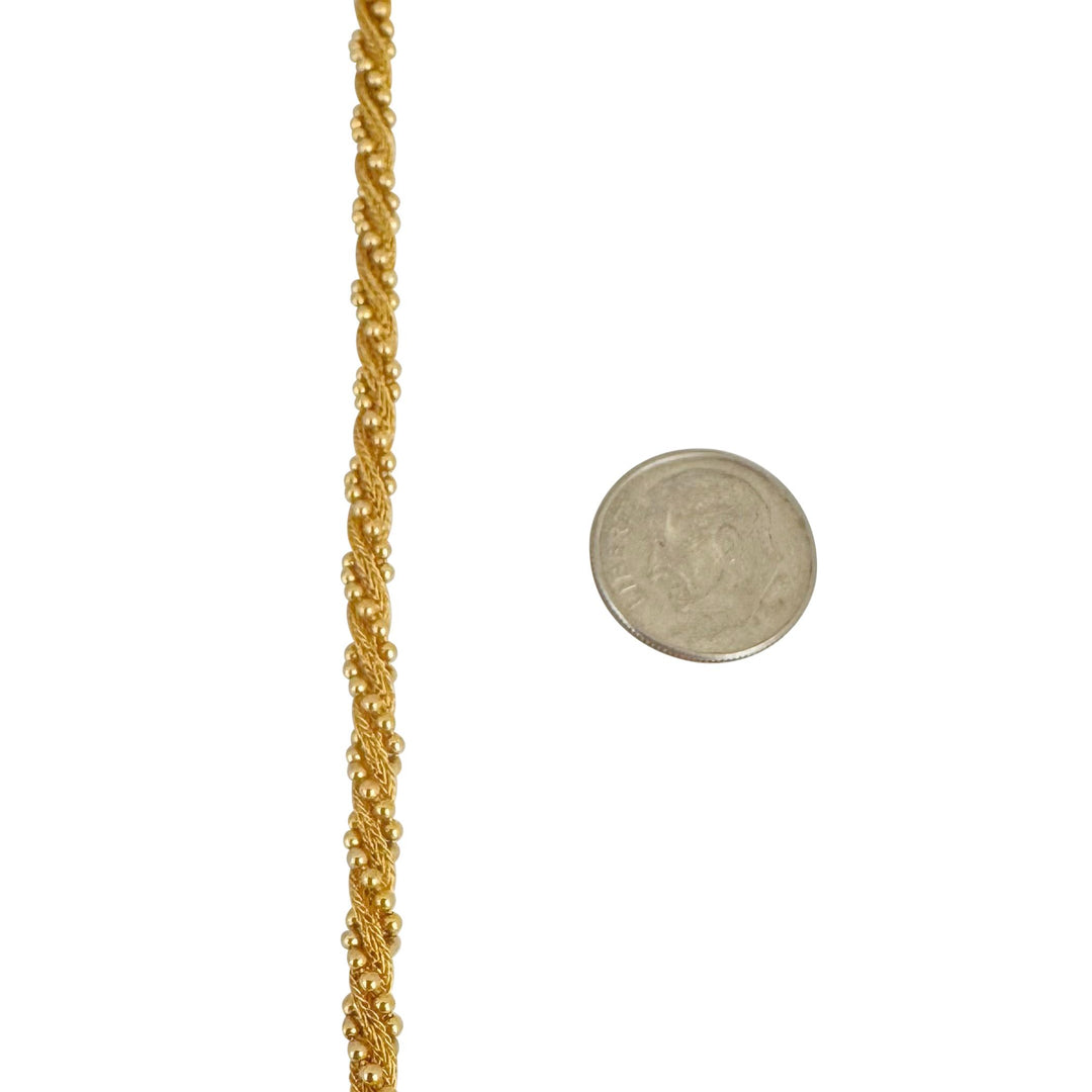 14k Yellow Gold 7.8g Vintage 4mm Beaded Rope Twist Bracelet Italy 7.25"