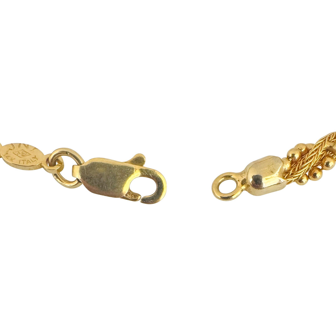 14k Yellow Gold 7.8g Vintage 4mm Beaded Rope Twist Bracelet Italy 7.25"
