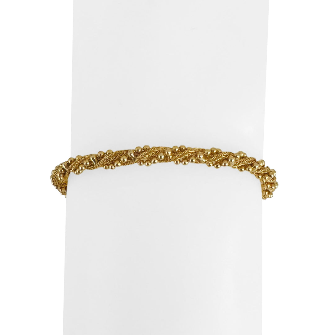 14k Yellow Gold 7.8g Vintage 4mm Beaded Rope Twist Bracelet Italy 7.25"