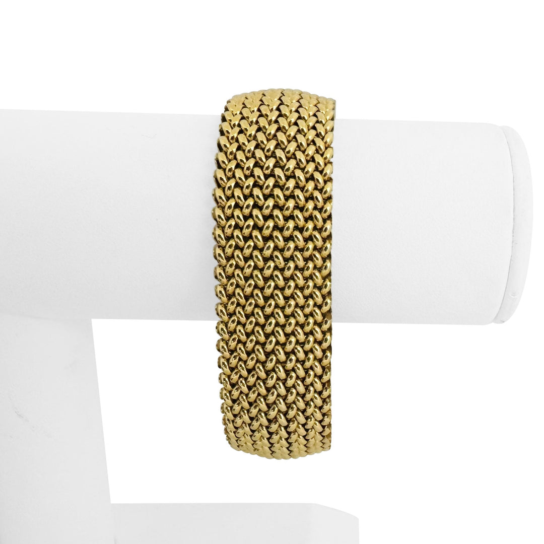 14k Yellow Gold 39.8g Thick Wide 20mm Mesh Link Bracelet Italy 7.5"