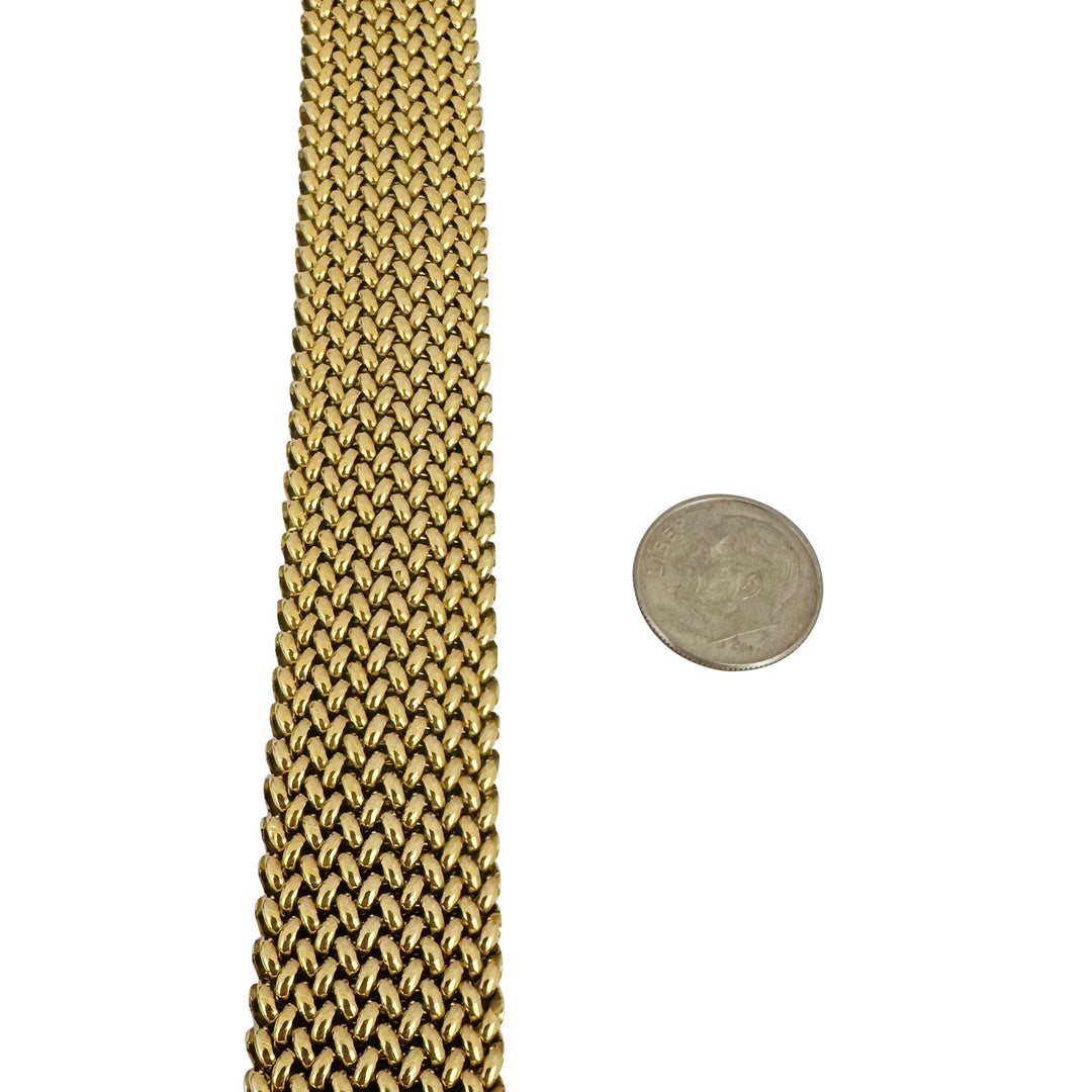 14k Yellow Gold 39.8g Thick Wide 20mm Mesh Link Bracelet Italy 7.5"