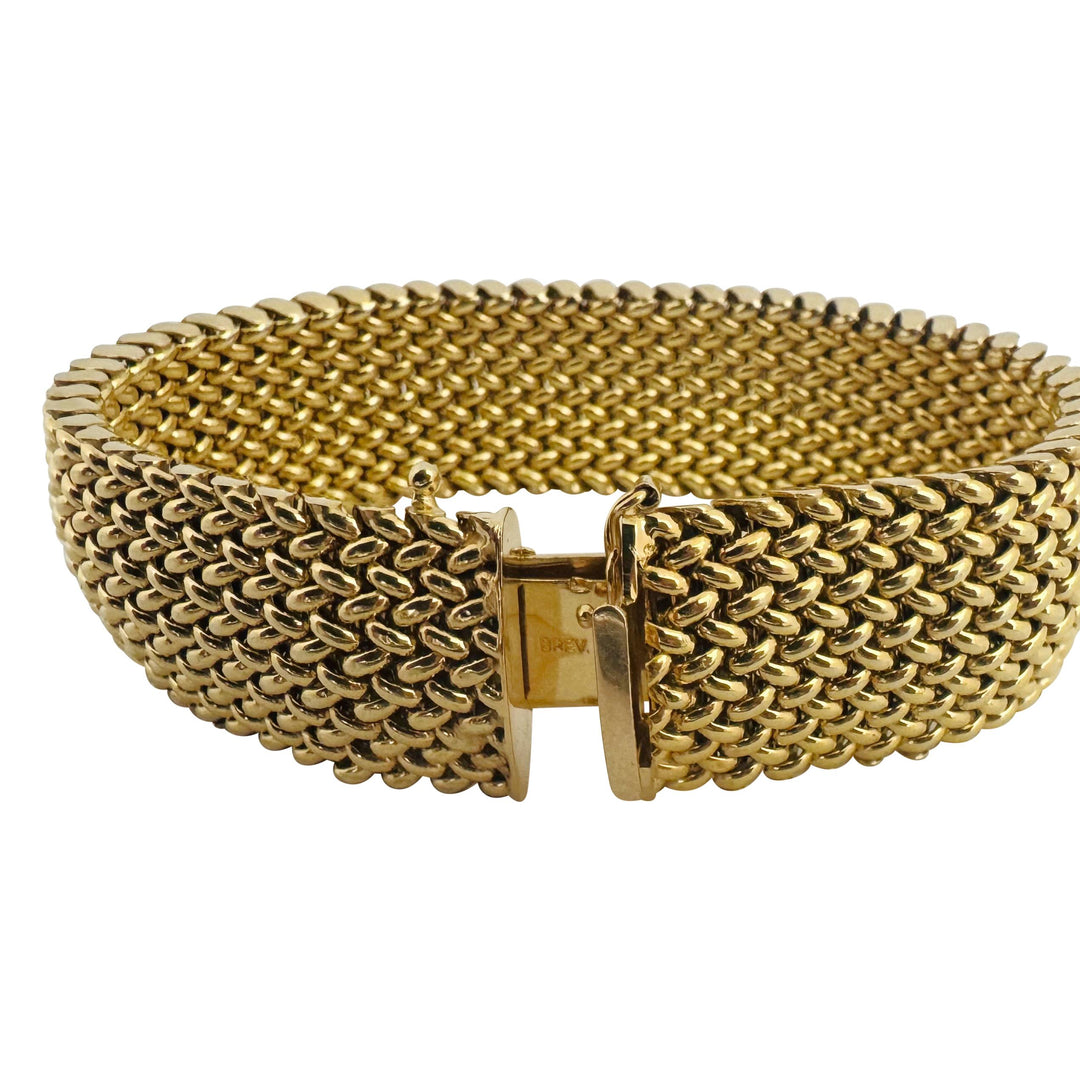 14k Yellow Gold 39.8g Thick Wide 20mm Mesh Link Bracelet Italy 7.5"