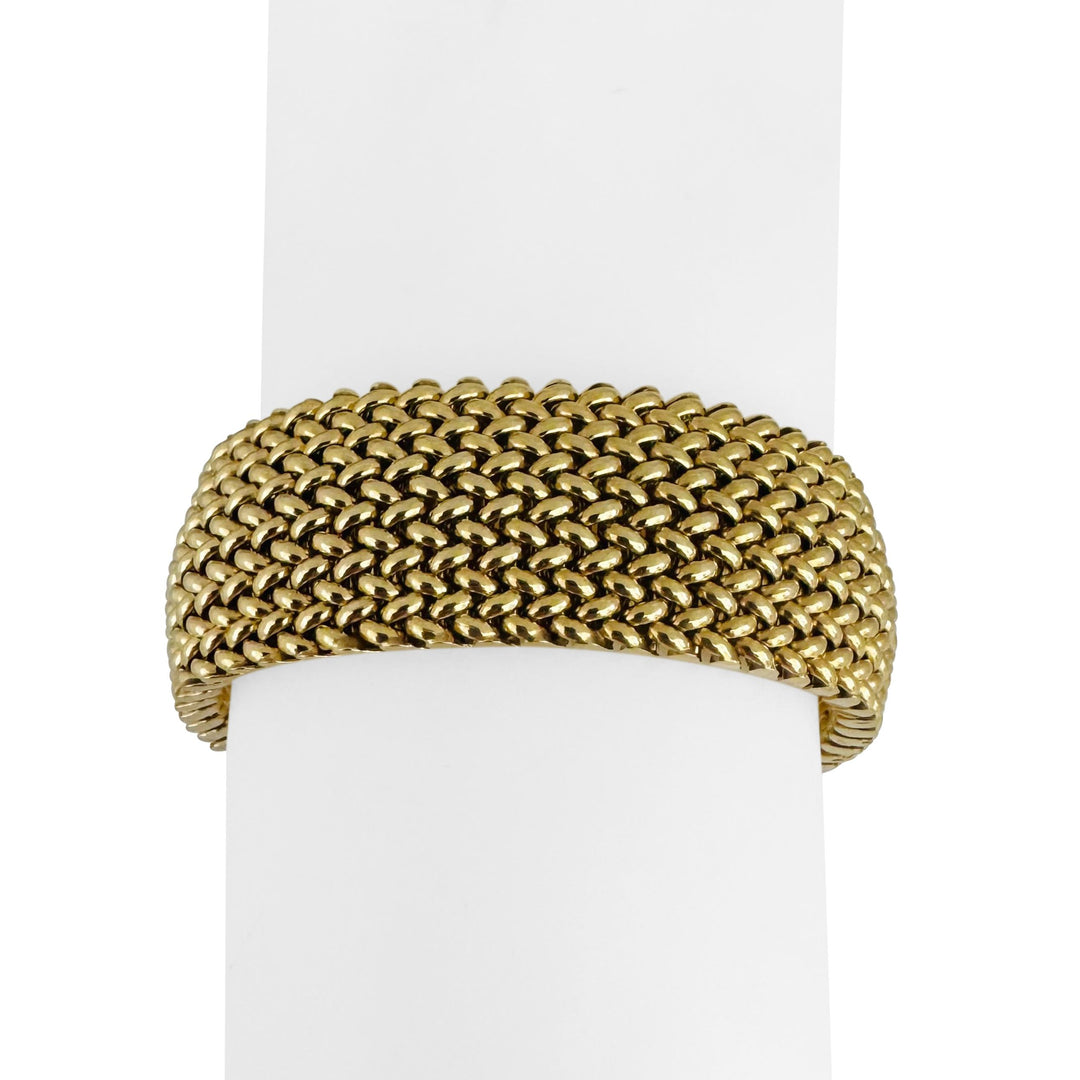 14k Yellow Gold 39.8g Thick Wide 20mm Mesh Link Bracelet Italy 7.5"