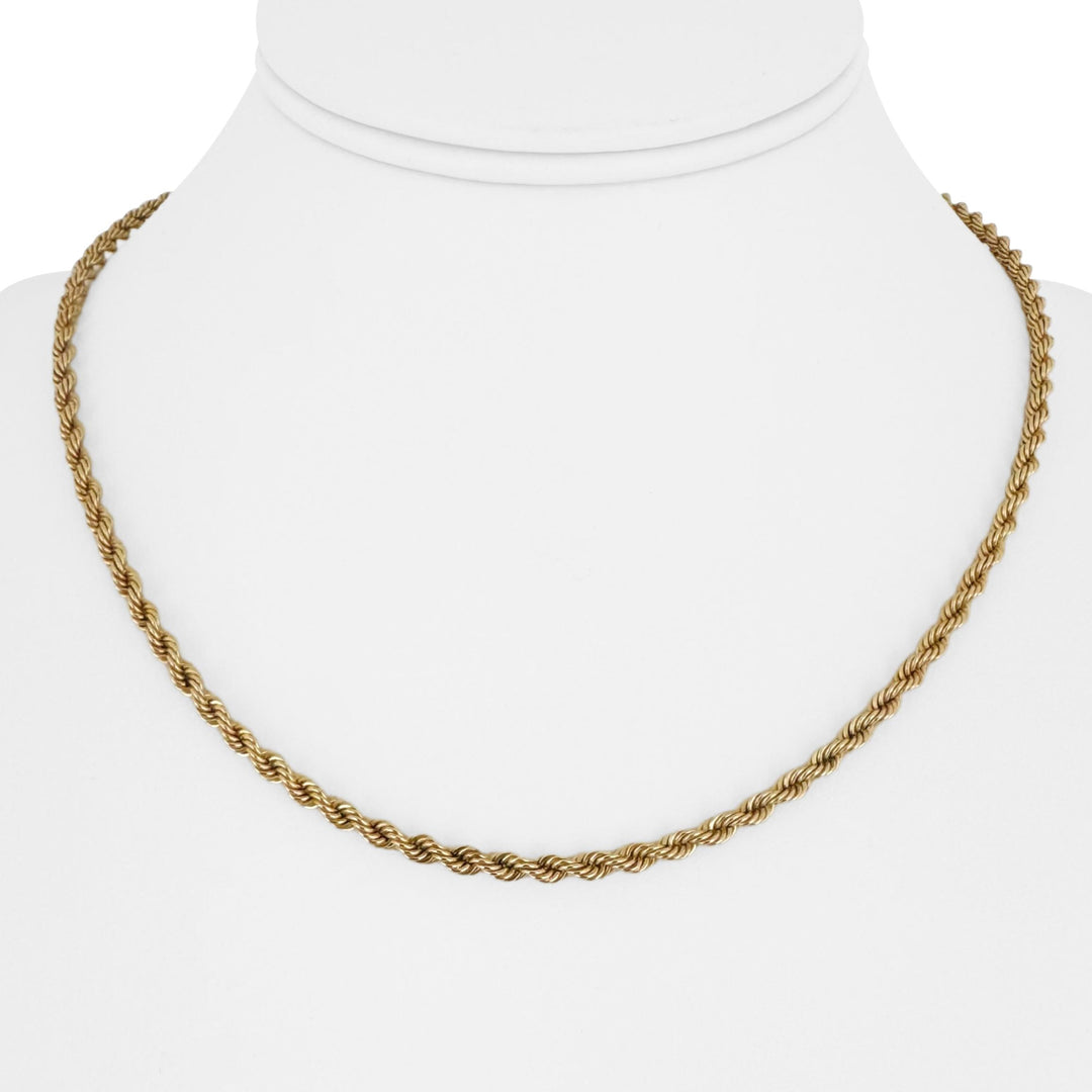 14k Yellow Gold 16.6g Solid Vintage 3mm Rope Chain Necklace 17"