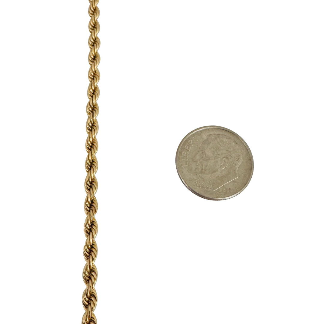 14k Yellow Gold 16.6g Solid Vintage 3mm Rope Chain Necklace 17"