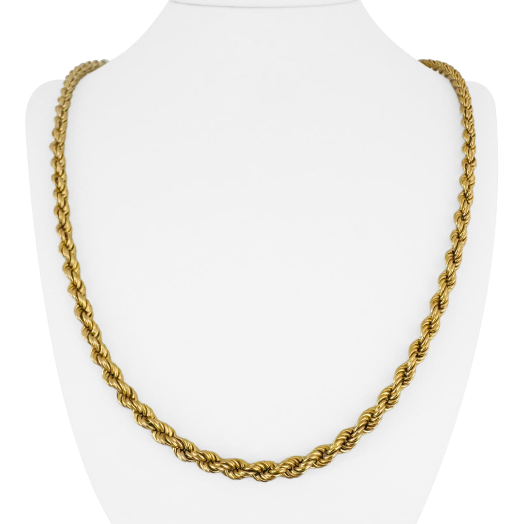 18k Yellow Gold 18g Hollow Vintage 5mm Rope Chain Necklace Italy 24"