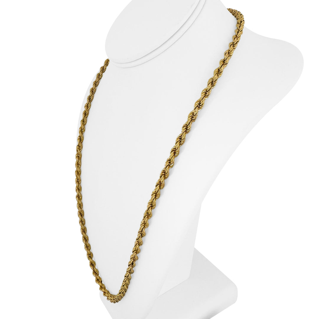 18k Yellow Gold 18g Hollow Vintage 5mm Rope Chain Necklace Italy 24"