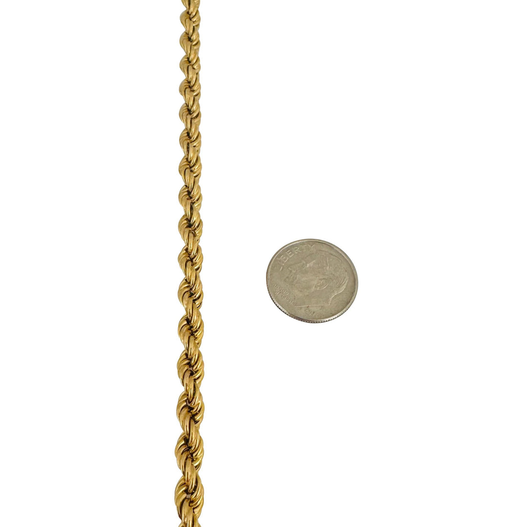 18k Yellow Gold 18g Hollow Vintage 5mm Rope Chain Necklace Italy 24"