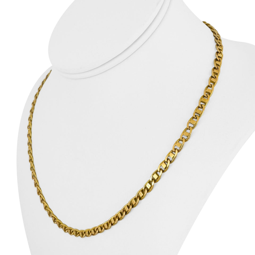18k Yellow Gold 23.6g Solid Vintage 4.5mm Gucci Link Chain Necklace Italy 18.5"