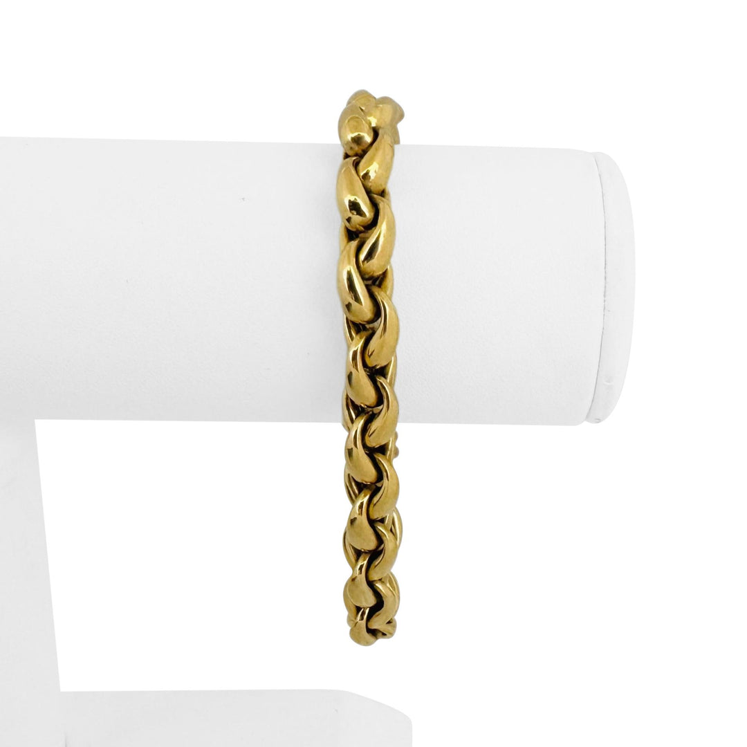 18k Yellow Gold 31.3g Vintage Thick 8.5mm Ladies Fancy Link Bracelet 8"