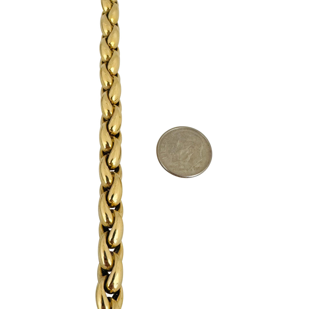18k Yellow Gold 31.3g Vintage Thick 8.5mm Ladies Fancy Link Bracelet 8"