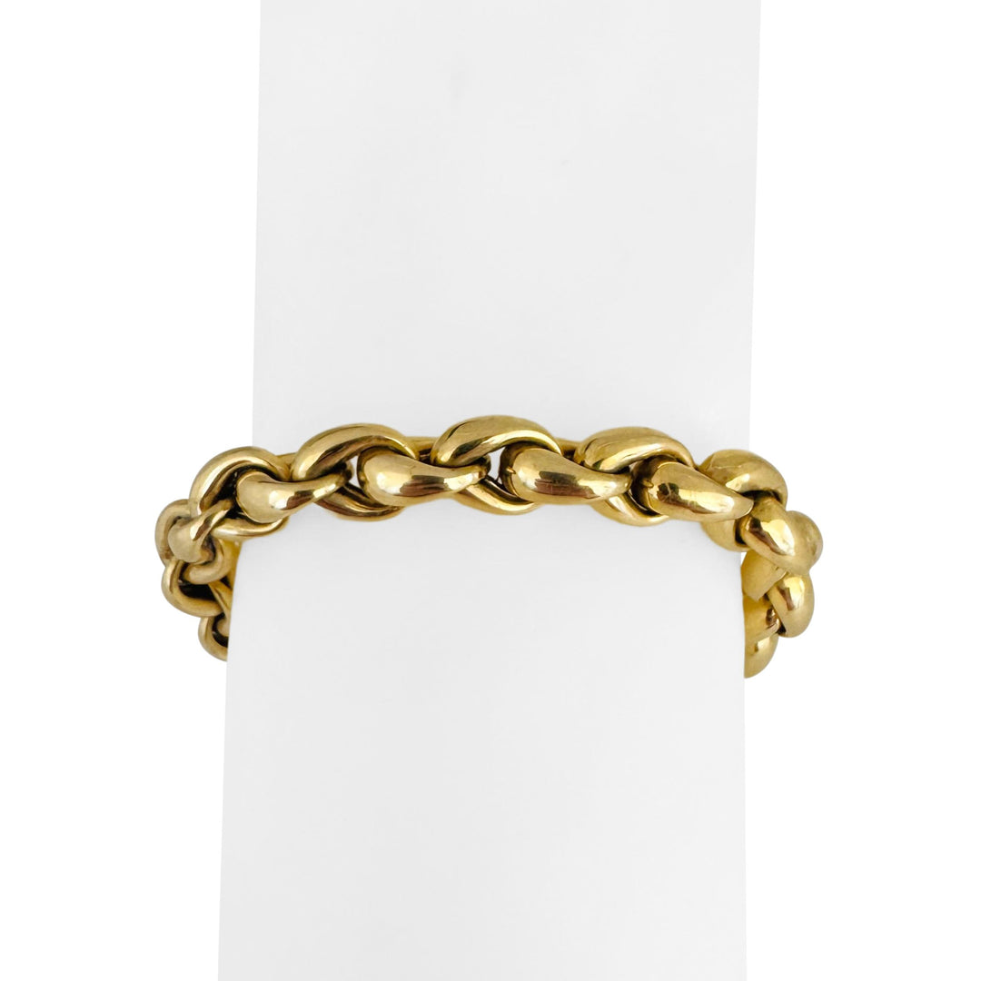 18k Yellow Gold 31.3g Vintage Thick 8.5mm Ladies Fancy Link Bracelet 8"