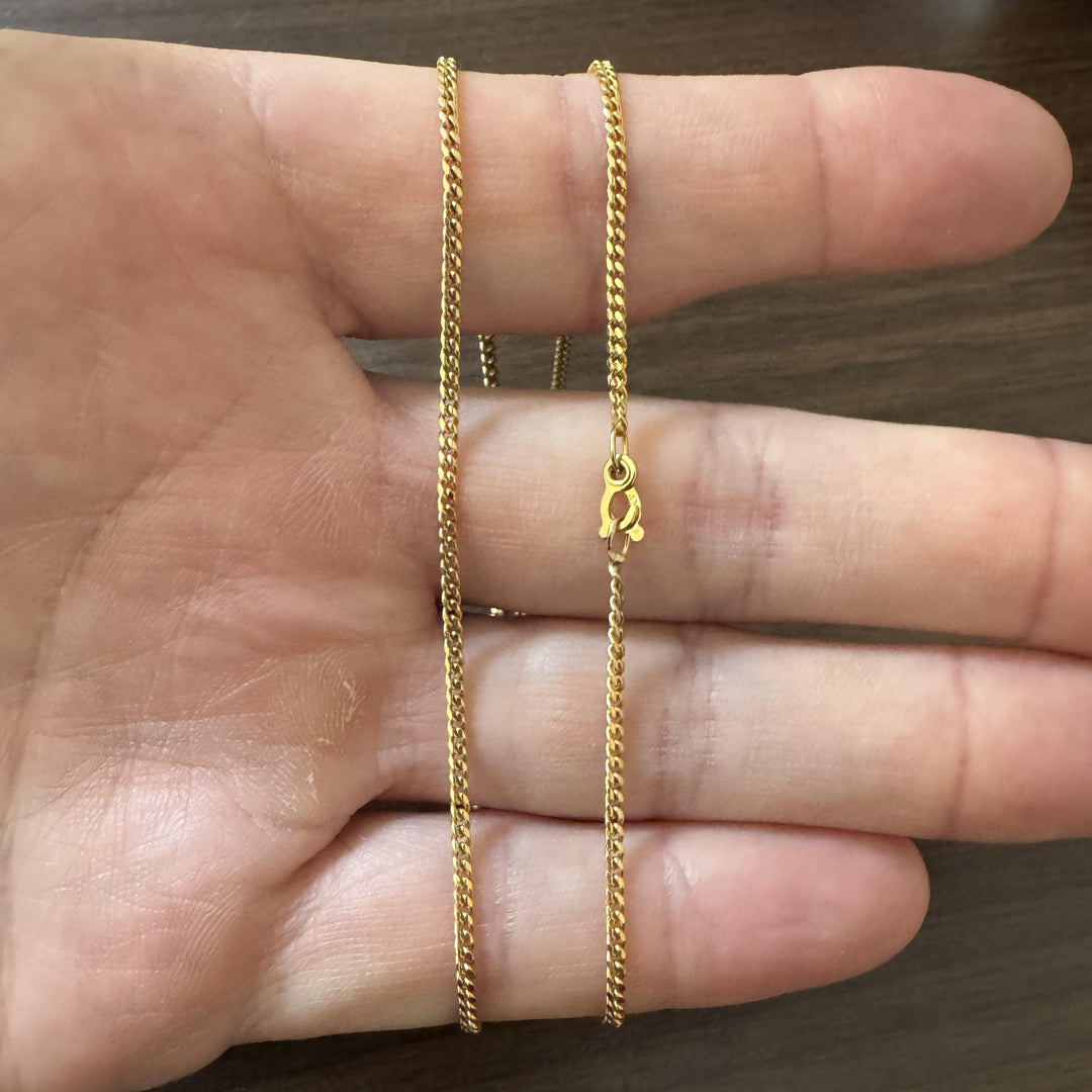18k Yellow Gold 6.6g Solid Thin 2mm Vintage Curb Link Chain Necklace 19"