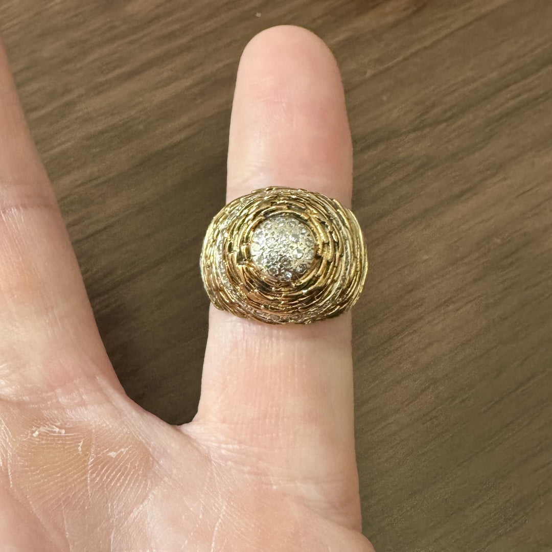 14k Yellow Gold and Diamond 11.4g Ladies Vintage Ring Size 6