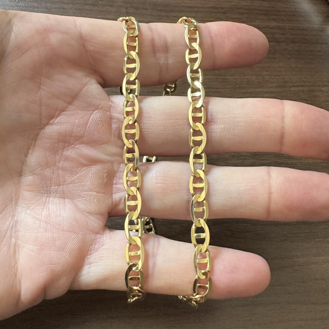 14k Yellow Gold 29g Solid Heavy 6mm Mariner Link Chain Necklace Italy 23"