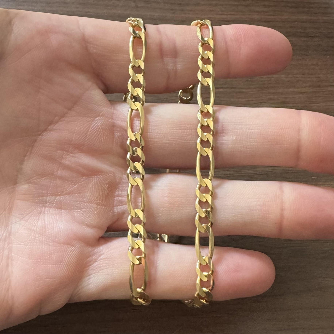 14k Yellow Gold 25g Solid 6mm Figaro Link Chain Necklace Italy 20"