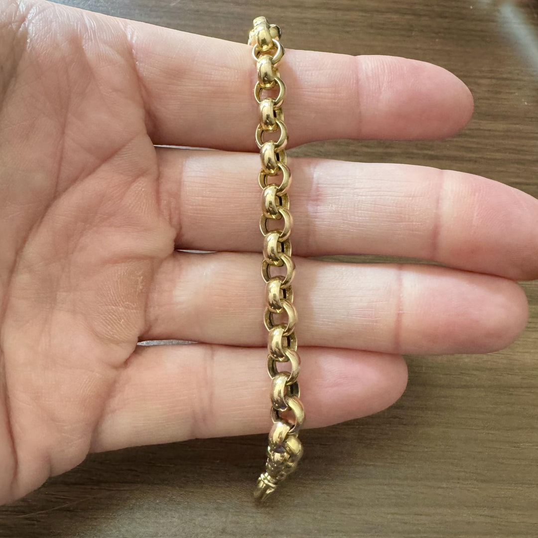 14k Yellow Gold 13g Ladies 7mm Rolo Link Bracelet Italy 7.5"