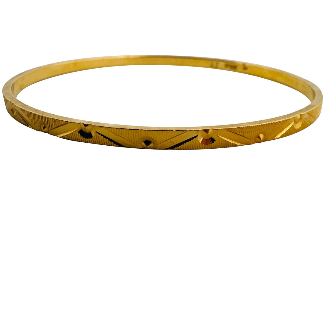 Pair of 22k Yellow Gold 24g Solid Fancy Slip On Bangle Bracelets 7"