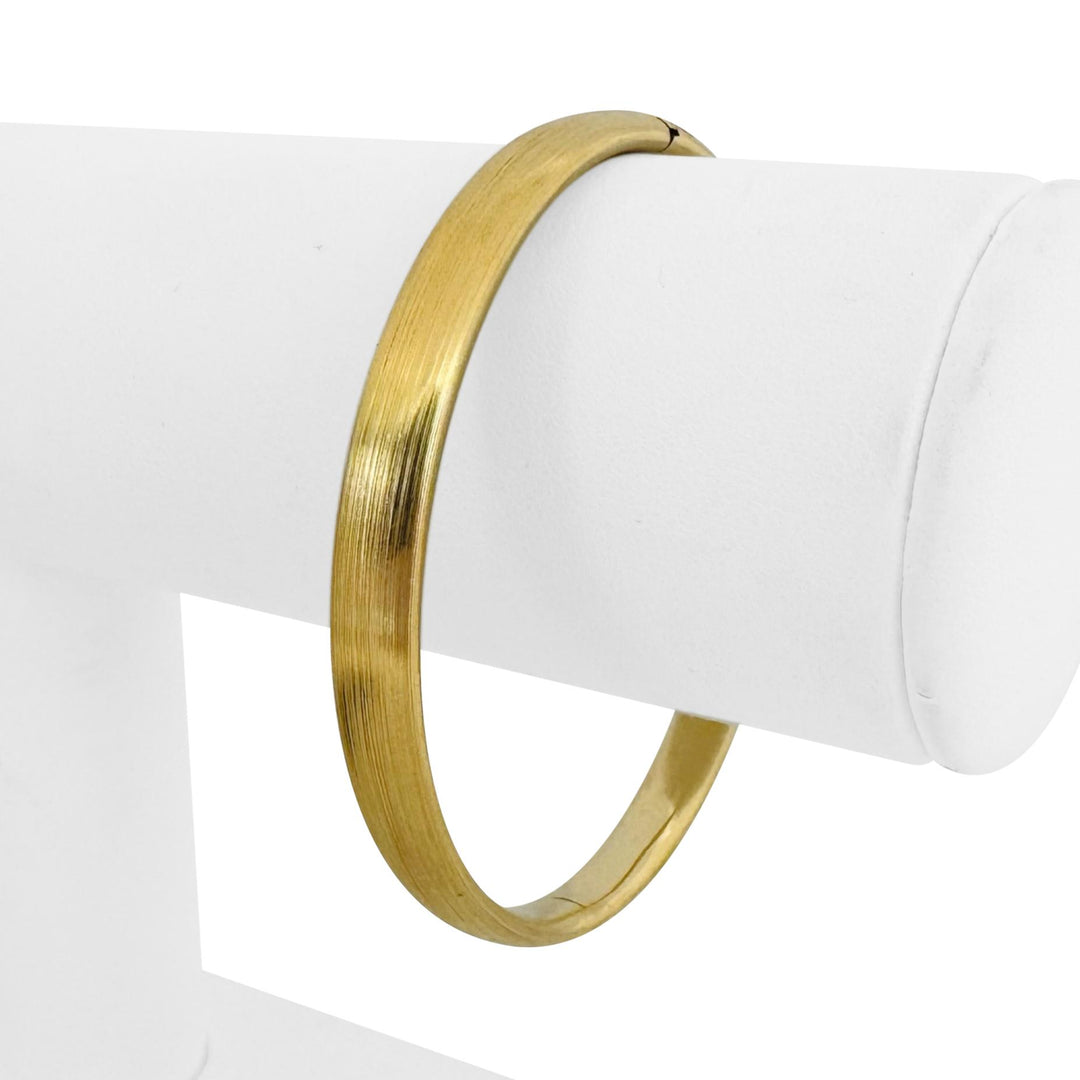 18k Yellow Gold 18.9g Vintage Florentine Finish Bangle Bracelet Italy 7.25"