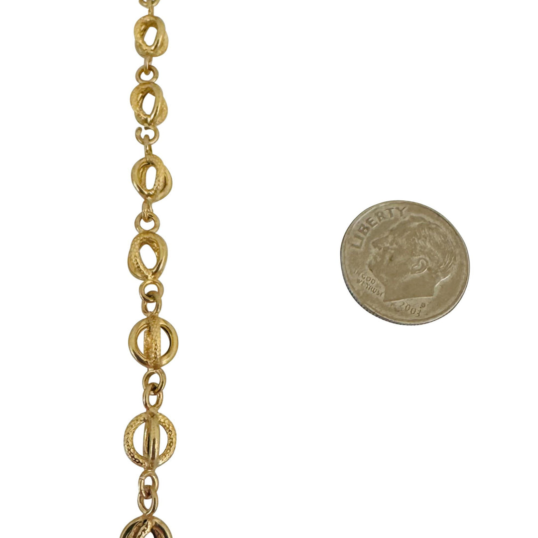 18k Yellow Gold 4.4g Hollow Light 6.5mm Fancy Circle Link Bracelet Italy 6.5"