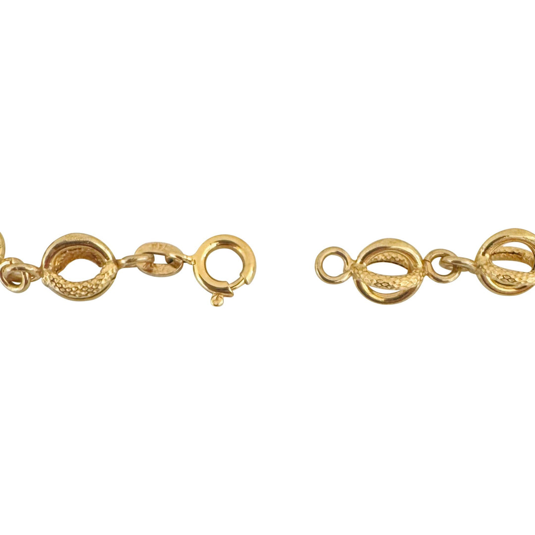 18k Yellow Gold 4.4g Hollow Light 6.5mm Fancy Circle Link Bracelet Italy 6.5"