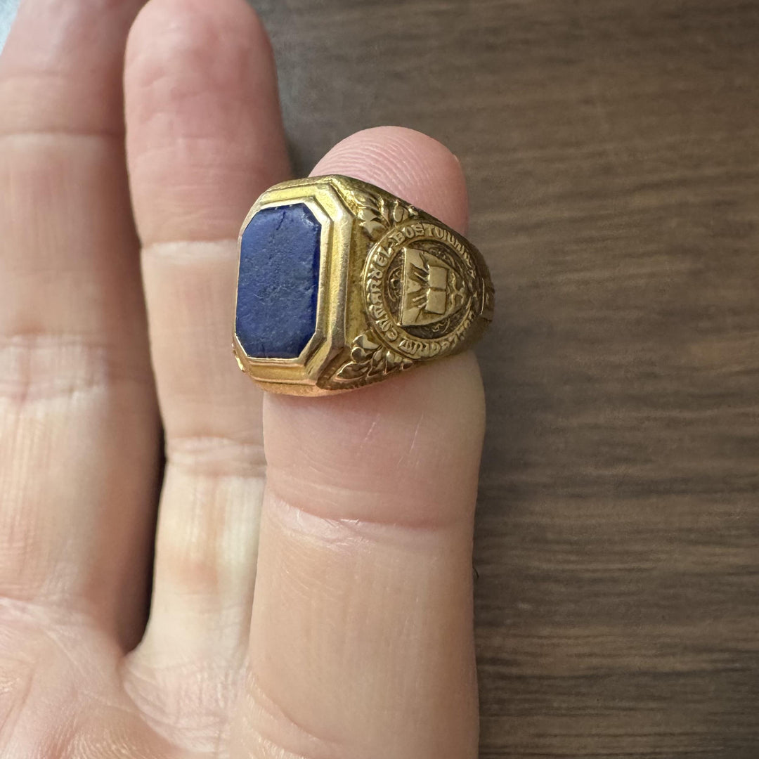Tiffany & Co. 1923 Antique 18k Yellow Gold Lapis Lazuli Class Ring Size 2.5