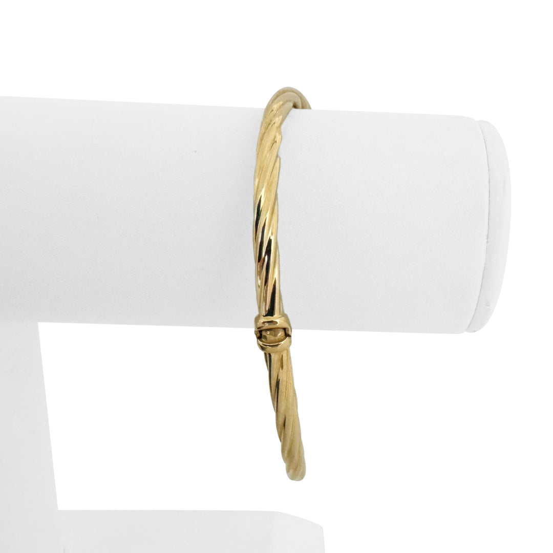 14k Yellow Gold and Metallic Druzy Quartz Crystal Bypass Bangle Bracelet 7.5"