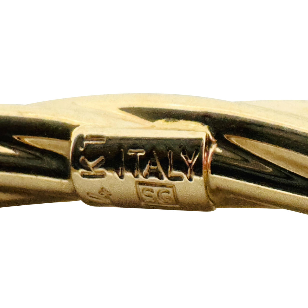 14k Yellow Gold and Metallic Druzy Quartz Crystal Bypass Bangle Bracelet 7.5"