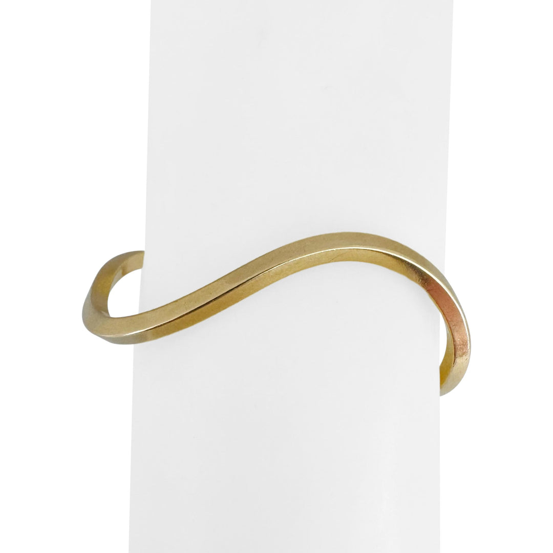 14k Yellow Gold 18.6g Solid Heavy Curved Geometric Cuff Bangle 6.25"