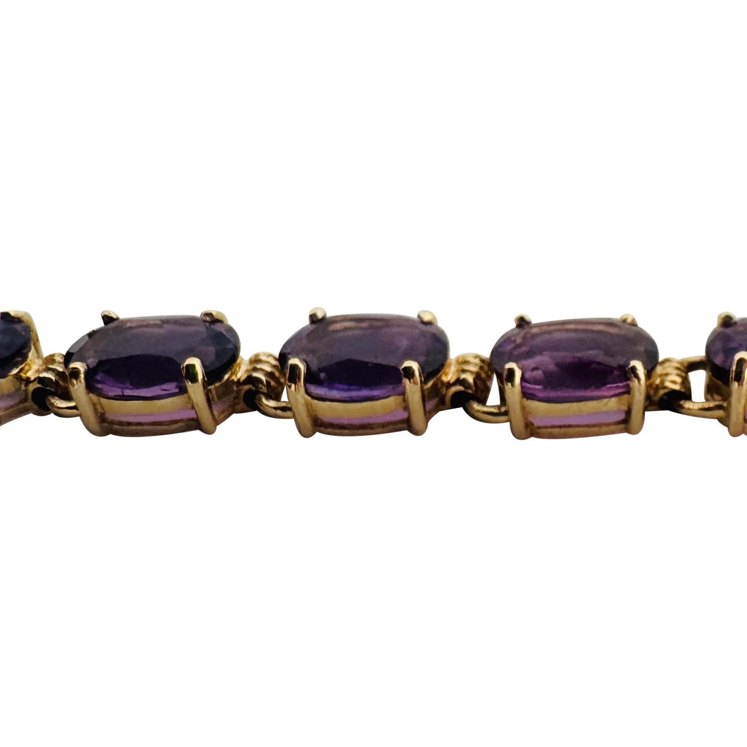 14k Yellow Gold and Oval Cut Amethyst 8.6g Ladies Bracelet 7"