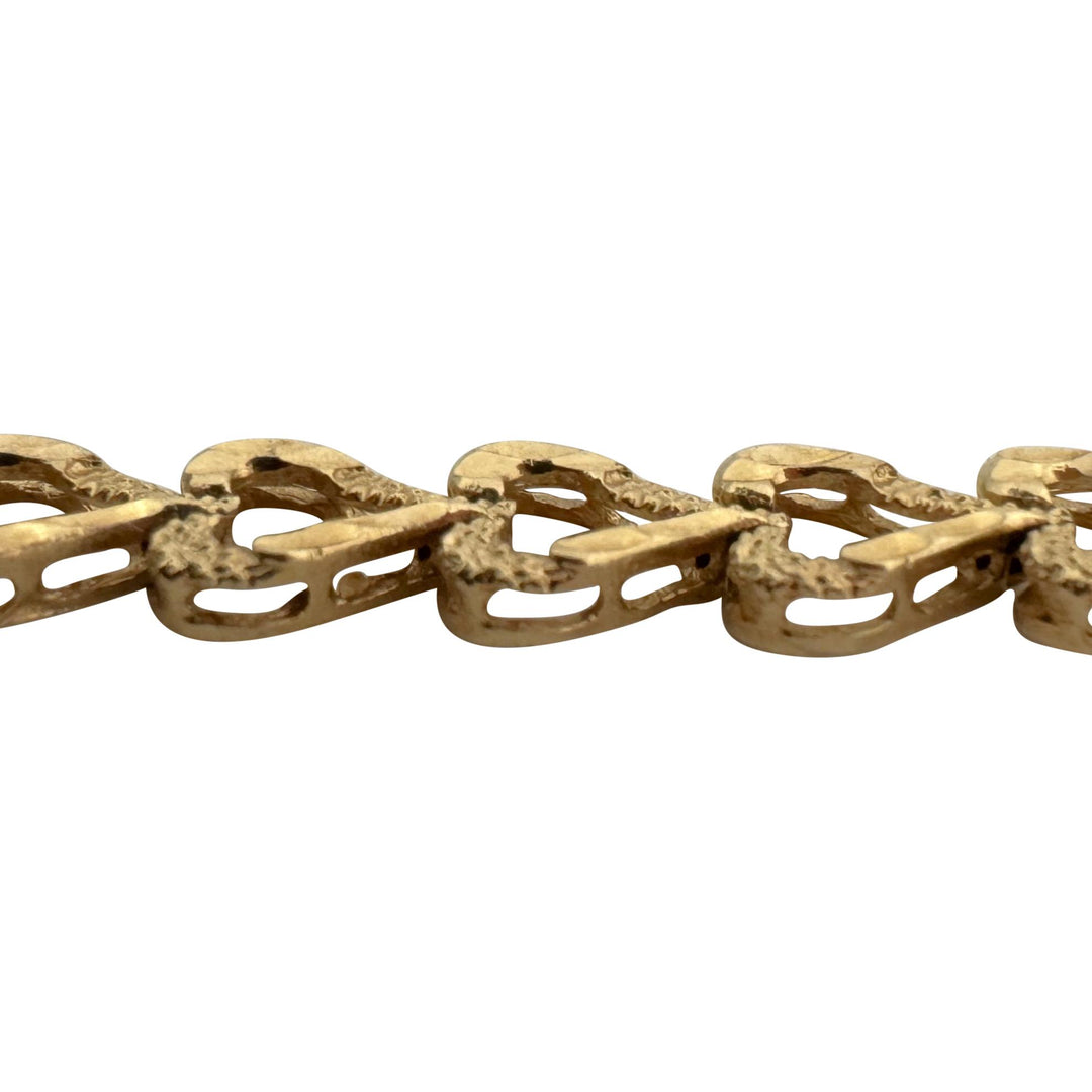 14k Yellow Gold 11g Solid Diamond Cut 8.5mm Heart Link Bracelet 7"