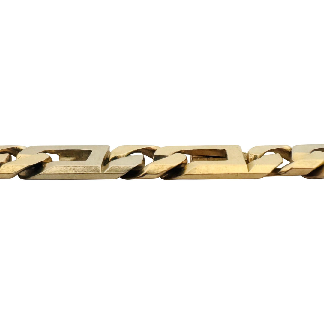 14k Two Tone Gold 19.4g Solid Men's Fancy Figarucci Link Bracelet Italy 8.25"