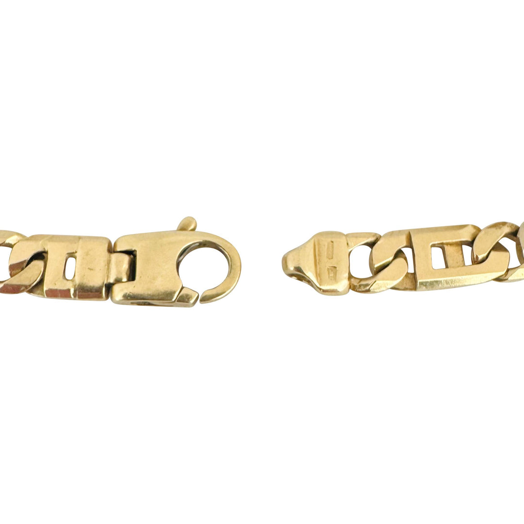 14k Two Tone Gold 19.4g Solid Men's Fancy Figarucci Link Bracelet Italy 8.25"