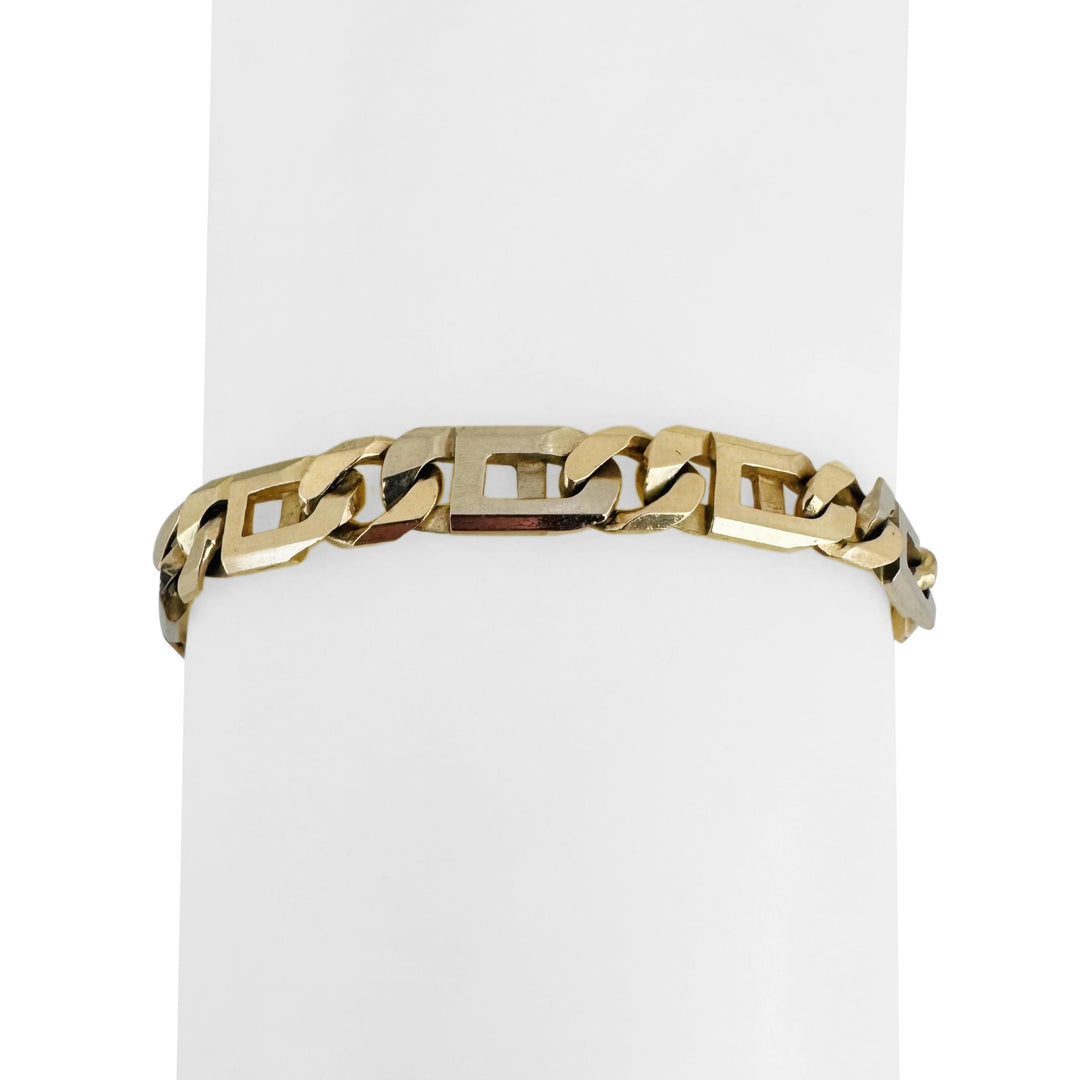 14k Two Tone Gold 19.4g Solid Men's Fancy Figarucci Link Bracelet Italy 8.25"