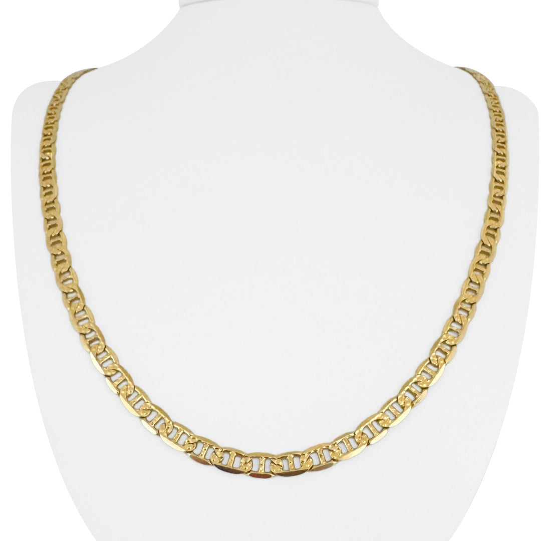 14k Yellow Gold 22.5g Solid Diamond Cut Mariner Link Chain Necklace Italy 24"