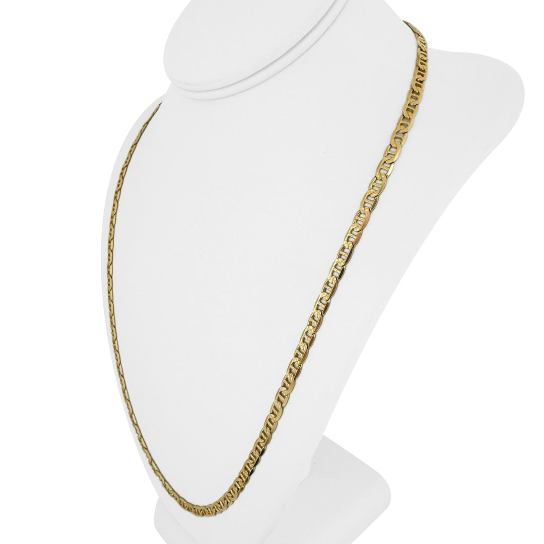 14k Yellow Gold 22.5g Solid Diamond Cut Mariner Link Chain Necklace Italy 24"