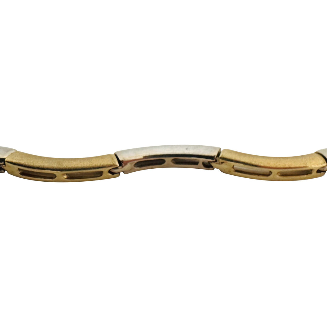 14k Yellow and White Gold 18.6g Two Tone Fancy Wave Link Necklace 17"